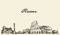 Rome skyline vintage illustration drawn sketch