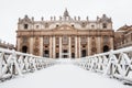 Rome with snow, Piazza San Pietro St. Peter`s Square Vatican City Royalty Free Stock Photo