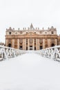 Rome with snow, Piazza San Pietro St. Peter`s Square Vatican City Royalty Free Stock Photo