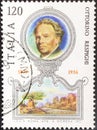 Stamp issued for the bicentenary of the death of the biologist Lazzaro Spallanzani Royalty Free Stock Photo
