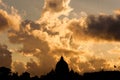 Rome sunset clouds over St Peter`s Dome