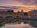 Rome sunset Tiber reflections and Vatican City