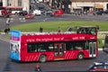 Rome. Tourist red bus. Venice square, historic center