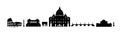 Rome travel architectural landmark set. Italian famous places. Building silhouette icons