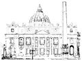 Rome Vatican architecture facade vector. Art line vintage styles decors