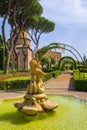 Rome, Vatican City, Italy - Alleys and fountains of French Garden section of the Vatican Gardens in the Vatican City State with Royalty Free Stock Photo