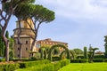 Rome, Vatican City, Italy - Alleys of French Garden section of the Vatican Gardens in the Vatican City State with Vatican Radio Royalty Free Stock Photo