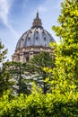 Rome, Vatican City, Italy - Panoramic view of St. PeterÃ¢â¬â¢s Basilica - Basilica di San Pietro in Vaticano - main dome by Royalty Free Stock Photo