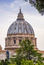 Rome, Vatican City, Italy - Panoramic view of St. PeterÃ¢â¬â¢s Basilica - Basilica di San Pietro in Vaticano - main dome by Royalty Free Stock Photo