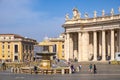Rome, Italy - Panoramic view of the St. PeterÃ¢â¬â¢s Square - Piazza San Pietro - in Vatican City State, with the granite fountain Royalty Free Stock Photo