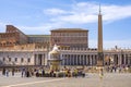 Rome, Italy - Panoramic view of the St. PeterÃ¢â¬â¢s Square - Piazza San Pietro - in Vatican City State, with the ancient Egyptian Royalty Free Stock Photo