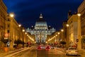 Illuminated Dome of the St. Peter`s Basilica in Vatican city, Rome, Italy Royalty Free Stock Photo