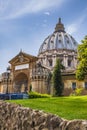 Rome, Vatican, Italy - Panoramic view of St. PeterÃ¢â¬â¢s Basilica - Basilica di San Pietro in Vaticano - main dome by Michelangelo Royalty Free Stock Photo