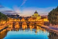 Rome Vatican Italy sunset at Tiber River Royalty Free Stock Photo