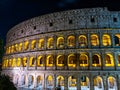 Rome - View at night on the exterior facade of Colosseum of city of Rome, Lazio, Italy, Europe. UNESCO World Heritage Site Royalty Free Stock Photo