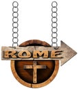 Rome - Wooden Sign with Cross Royalty Free Stock Photo