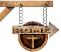 Rome - Wooden Sign with Cross Royalty Free Stock Photo
