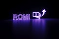 ROMI neon concept self illumination background 3D Royalty Free Stock Photo