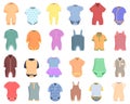 Romper icons set cartoon . Baby fashion