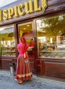 Woman at a bread store at Sibiu