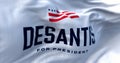 Ron DeSantis 2024 Republican presidential primaries campaign flag waving Royalty Free Stock Photo