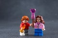 Ron and Hermione. Lego Harry Potter minifigures. Children's designer toy made of bricks and plastic parts. Ukraine