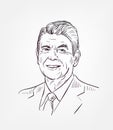 Ronald Reagan usa president vector sketch portrait Royalty Free Stock Photo