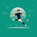 a soccer player kicks the ball with his feet and glides so fast Royalty Free Stock Photo