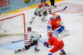 Ronalds Kenins scoring goal. Alexander Georgiev Right side, goalie