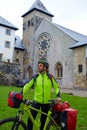 Roncesvalles begin of Way of Sain James biking Royalty Free Stock Photo