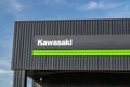 View of the Kawasaki brand logo. Royalty Free Stock Photo