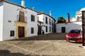 Traditional Spanish narrow street with souvenir shops in historical part of town