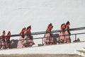 Children dancers going to the stage during Corpus Christi Procession festival in Ronda