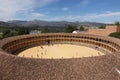 Ronda, Spain - May 4, 2023: View from above on the bullfight arena of Ronda in Spain