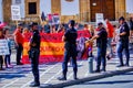 Ronda, Spain - September 06, 2015: A protest against animal cruelty during Feria season. Protesters are opposing toro festival in