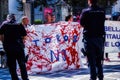 Ronda, Spain - September 06, 2015: A protest against animal cruelty during Feria season. Protesters are opposing toro festival in