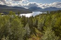 Rondane National Park. Green forest and lake river landscape. No Royalty Free Stock Photo