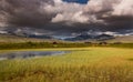 Rondane national park with mountains and swamp