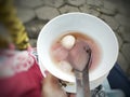 Ronde, is a traditional Javanese drink containing snacks made from tapioca flour with a sauce derived from boiled spices.