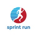Man Silhouette Run Sprint Sport Competition Club Logo Design