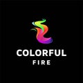 Abstract Colorful Gradient Fire Logo Design Vector