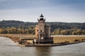 Rondout Lighthouse on the Hudson River, Kingston, NY, in early fall