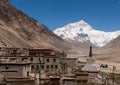 Rongbuk monastery situated in front of north face of Everest. Royalty Free Stock Photo