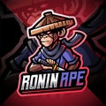 Ronin ape esport mascot logo design Royalty Free Stock Photo