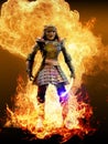 Ronin surrounded by fire Royalty Free Stock Photo