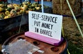 Ronks, PA: Pumpki Patch Farm Honor System Sign Royalty Free Stock Photo