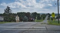 Amish Open Horse and Buggy Approaching With a Couple and Family in it Royalty Free Stock Photo