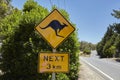 Roo Sign. A typical scene when driving in the outback in Australia warning of Kangaroos crossing the road Royalty Free Stock Photo