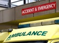 Accident and Emergency sign with ambulance parked underneath