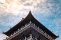 Roof of ancient Chinese Architecture, Old building under blue sky Royalty Free Stock Photo